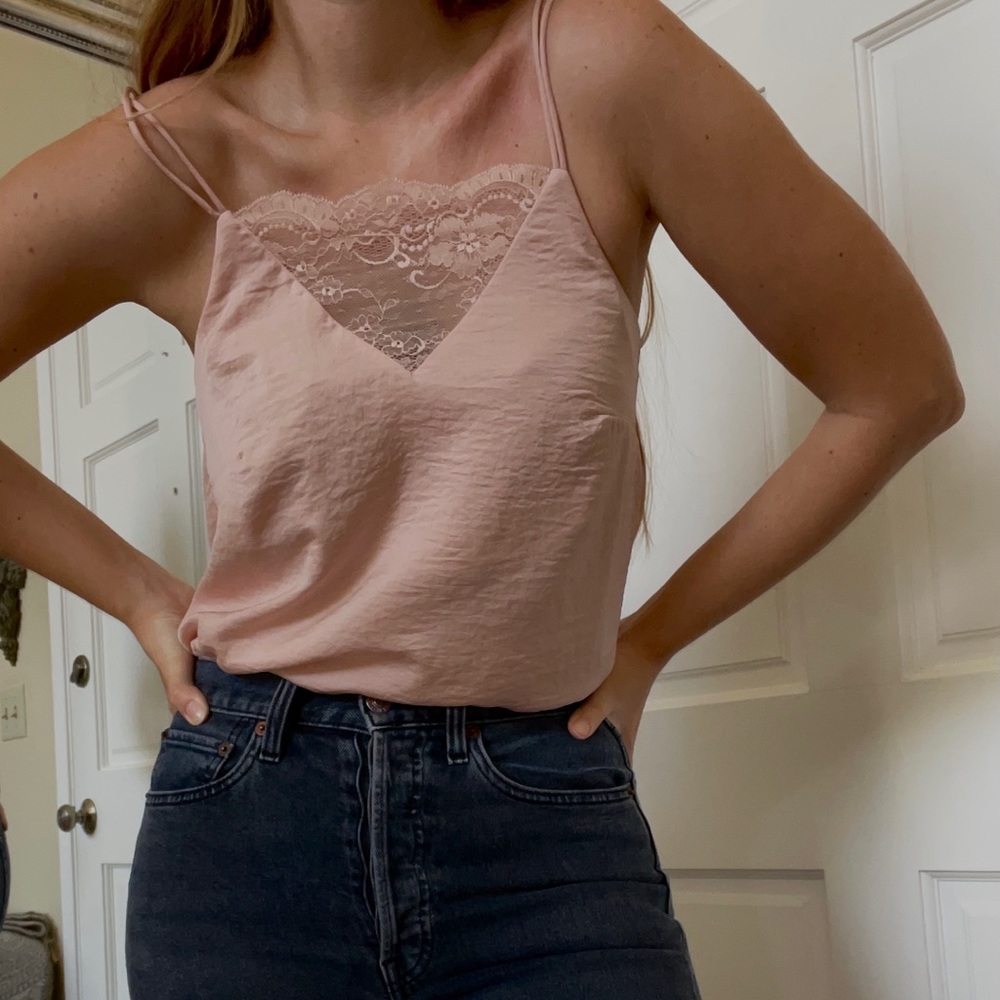 H&M LIGHT PINK TANK TOP SILK